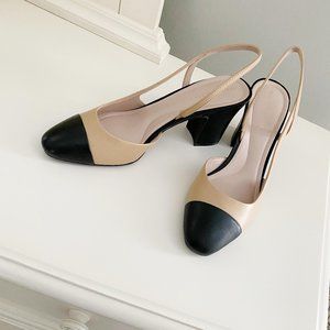 Preston & York Sling Back Block Heeled Pumps